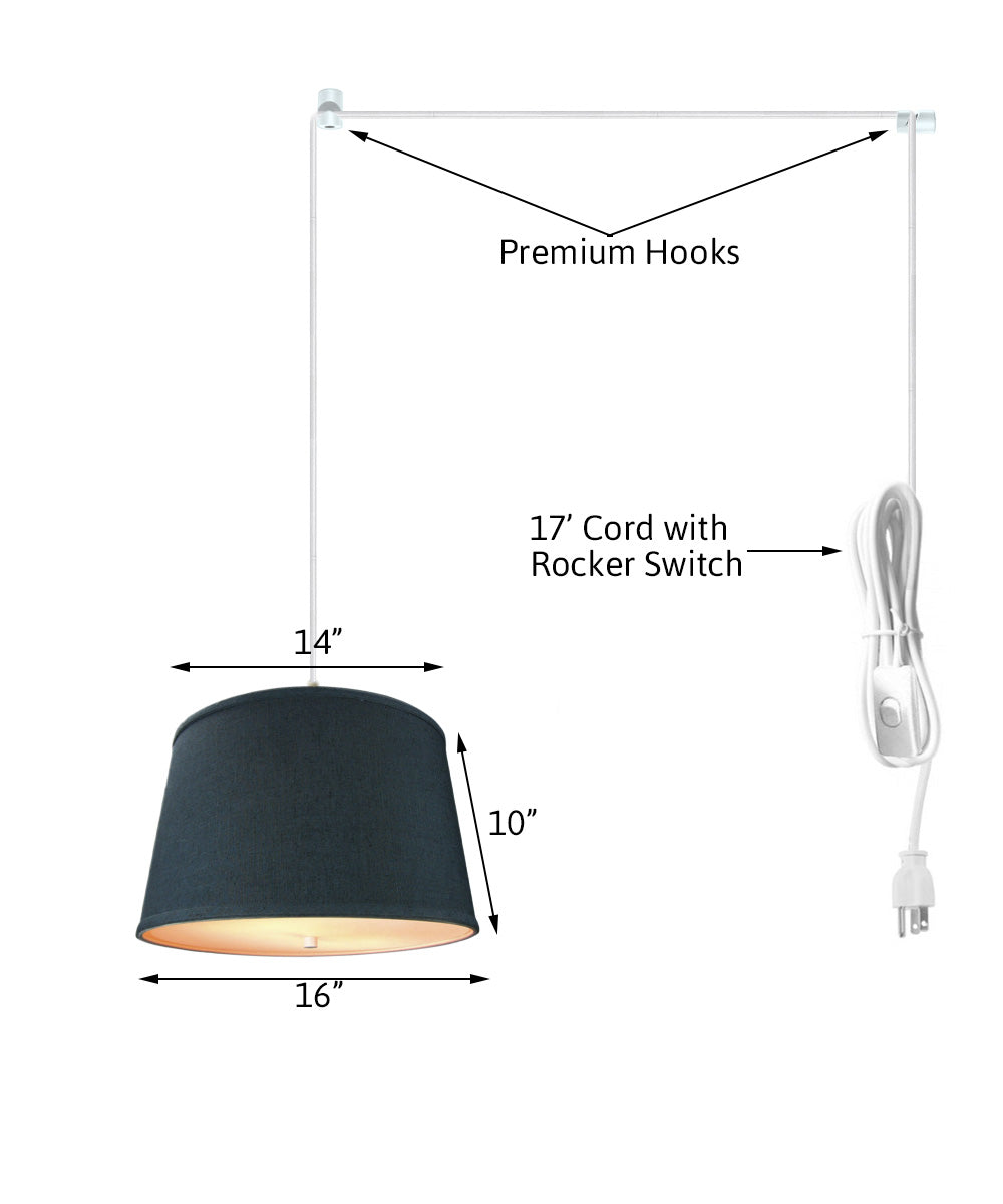 Light Swag Plug-In Pendant 10"W 2 Light Textured Slate Blue with Diffuser White Cord LampsUSA From LampsUSA