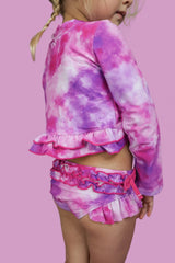CANDY CLOUDS DREAM 2-PIECE RASH GUARD RUFFLE SWIM SUIT from DREAM BIG LITTLE CO