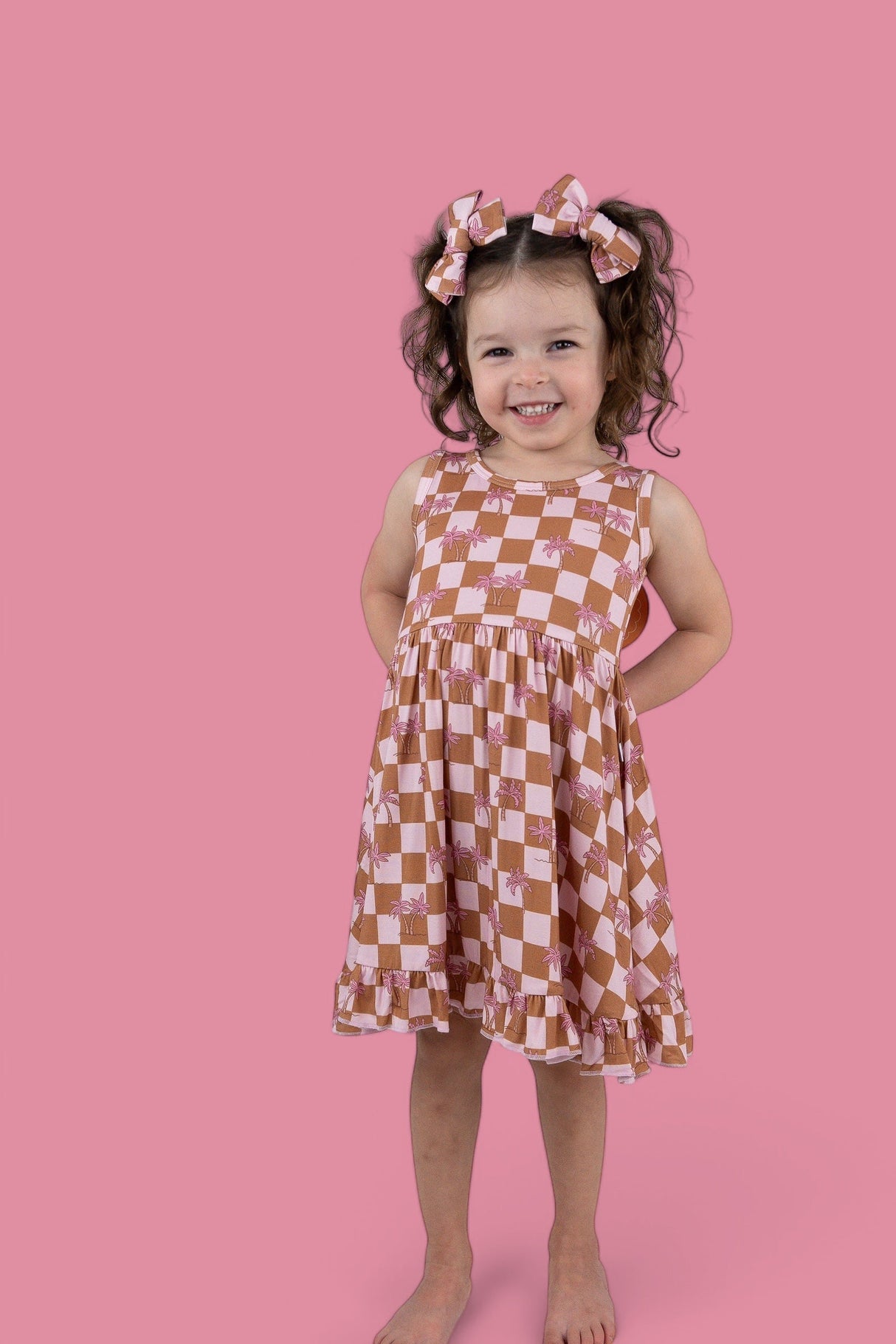EXCLUSIVE SUNSET BEACH CHECKERS TANK DREAM RUFFLE DRESS from DREAM BIG LITTLE CO