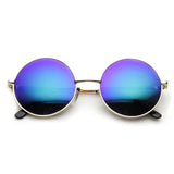 Retro Flash Color Mirror Lens Round Metal Sunglasses 9203 from zeroUV