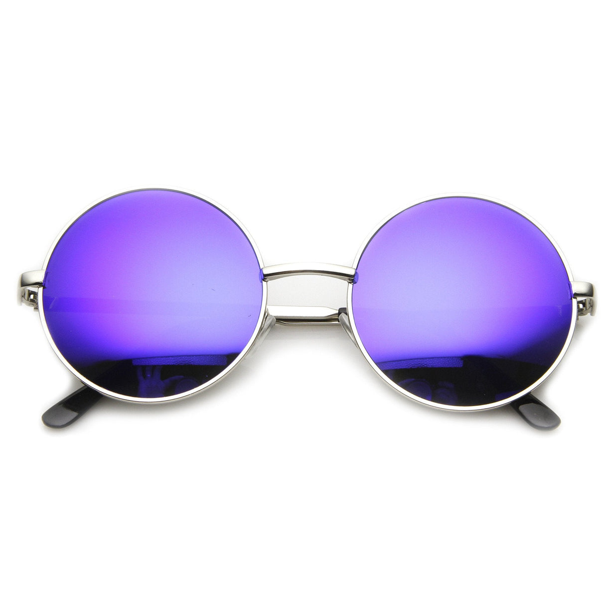 Retro Flash Color Mirror Lens Round Metal Sunglasses 9203 from zeroUV