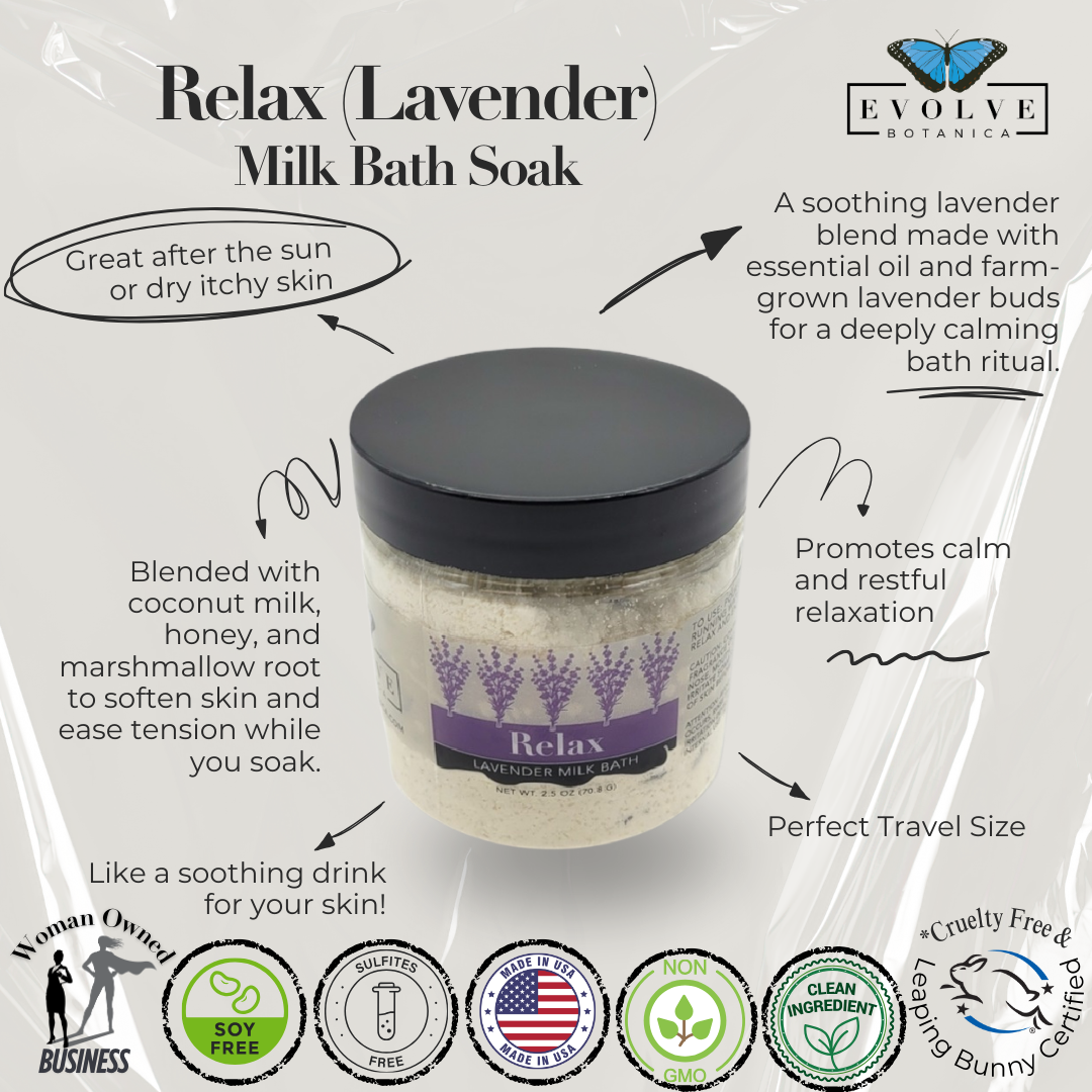 Milk Bath - Relax (Lavender) Mini from Evolve Botanica