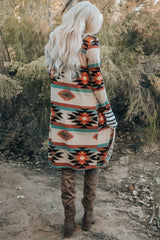 Chic Printed Lapel Woolen Coat with Unique Stitching from MsDressly