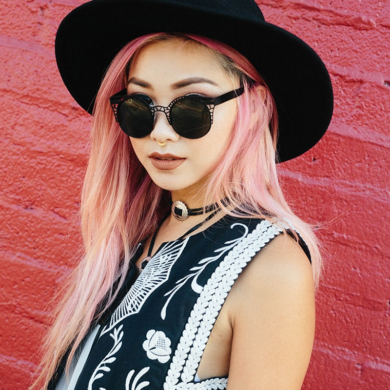 Women's Indie Round Metal Laser Cut Mesh Cat Eye 9432 from zeroUV