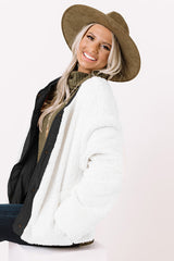 Black Snap Button Furry Reversible Coat From MsDressly