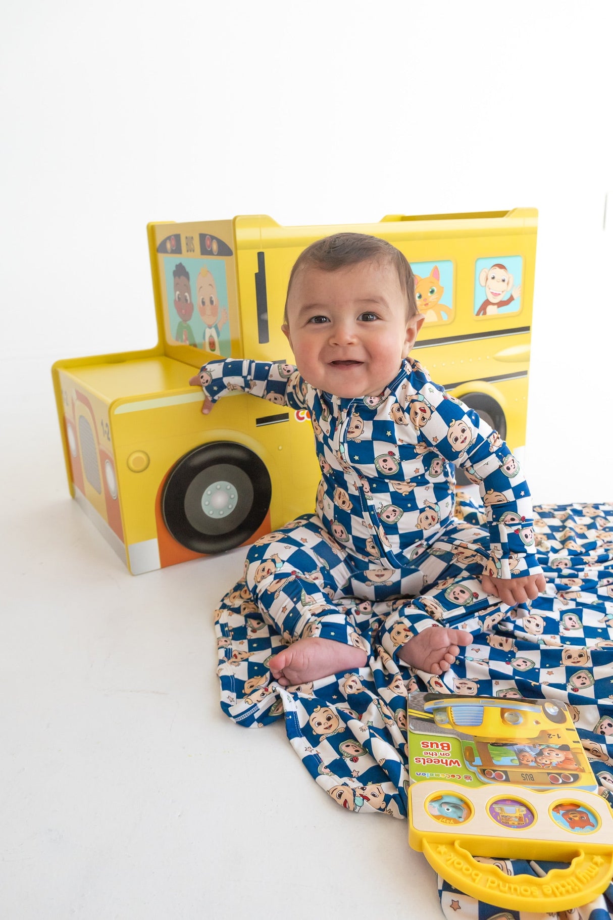 Dream Big Little Co x CoComelon JJ STARRY NIGHT CHECKERS DREAM ROMPER from DREAM BIG LITTLE CO