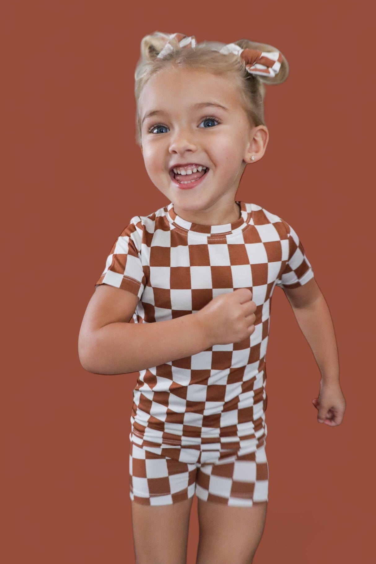 COPPER CHECKERS DREAM SHORT SET from DREAM BIG LITTLE CO