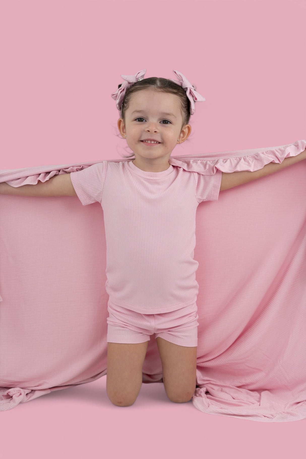 PINK ROSE RIB DREAM SHORT SET from DREAM BIG LITTLE CO