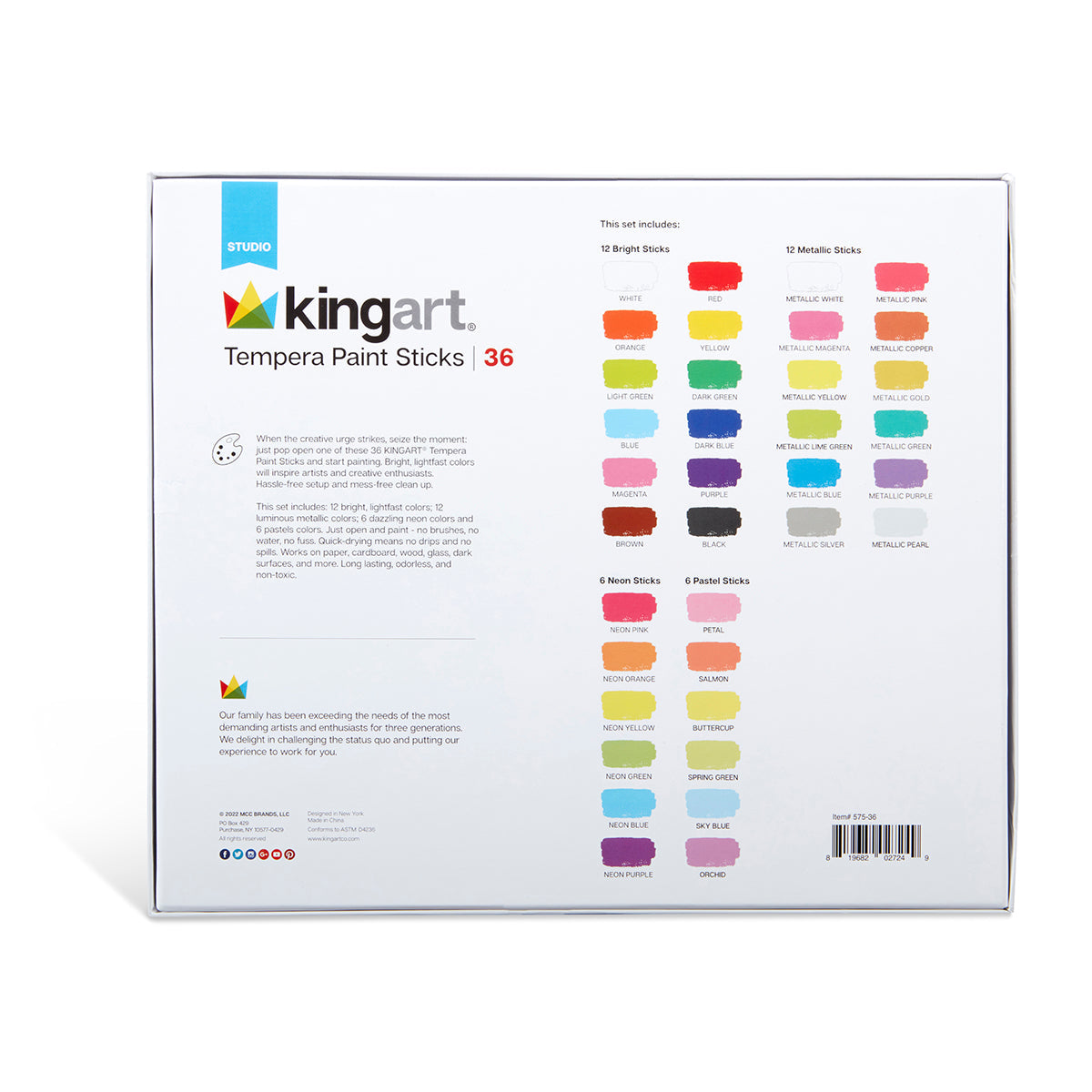 Tempera Paint Sticks 36 Colors from KINGART