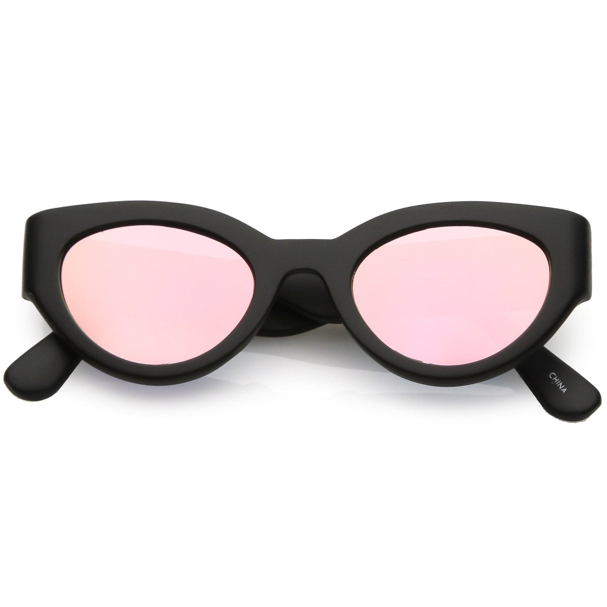 Bold Retro Fashion Oval Mirrored Flat Lens Sunglasses C544 from zeroUV