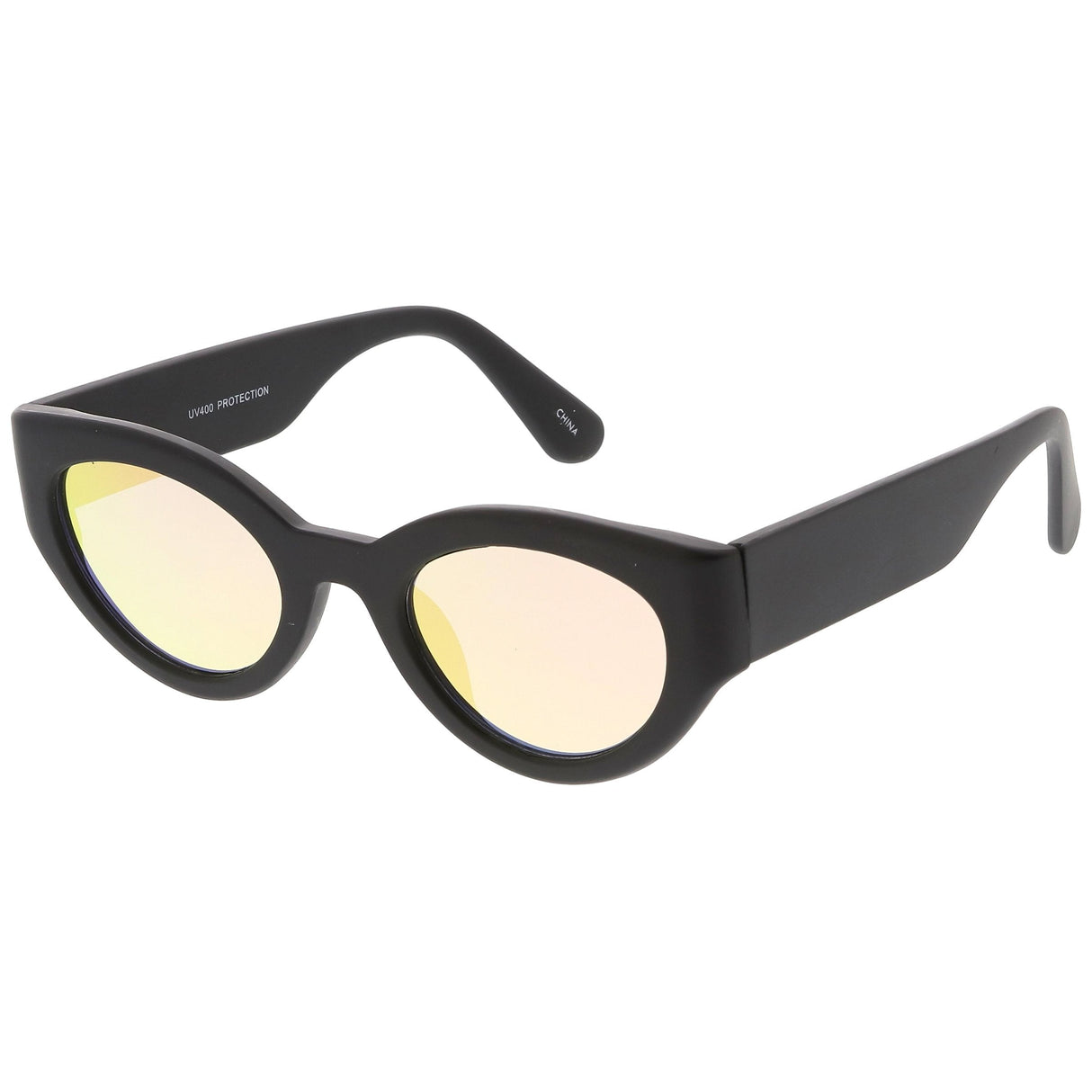 Bold Retro Fashion Oval Mirrored Flat Lens Sunglasses C544 from zeroUV