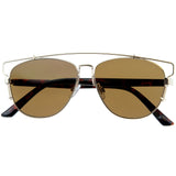 Modern Fashion Panto Flat Front Metal Aviator Sunglasses A121 from zeroUV