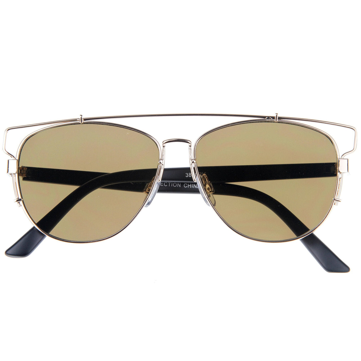 Modern Metal Crossbar Mirrored Lens Flat Front Sunglasses A145 from zeroUV