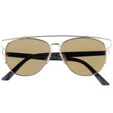 Modern Metal Crossbar Mirrored Lens Flat Front Sunglasses A145 from zeroUV