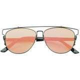 Modern Metal Crossbar Mirrored Lens Flat Front Sunglasses A145 from zeroUV