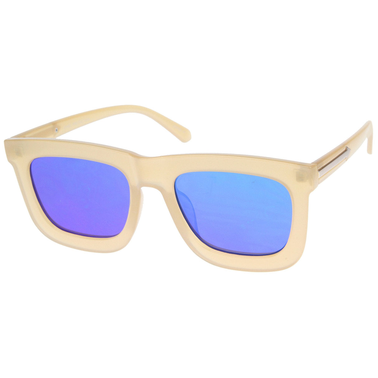 Hipster Flat Front Square Horned Rim Mirror Lens Sunglasses A143 from zeroUV