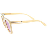 Hipster Flat Front Square Horned Rim Mirror Lens Sunglasses A143 from zeroUV