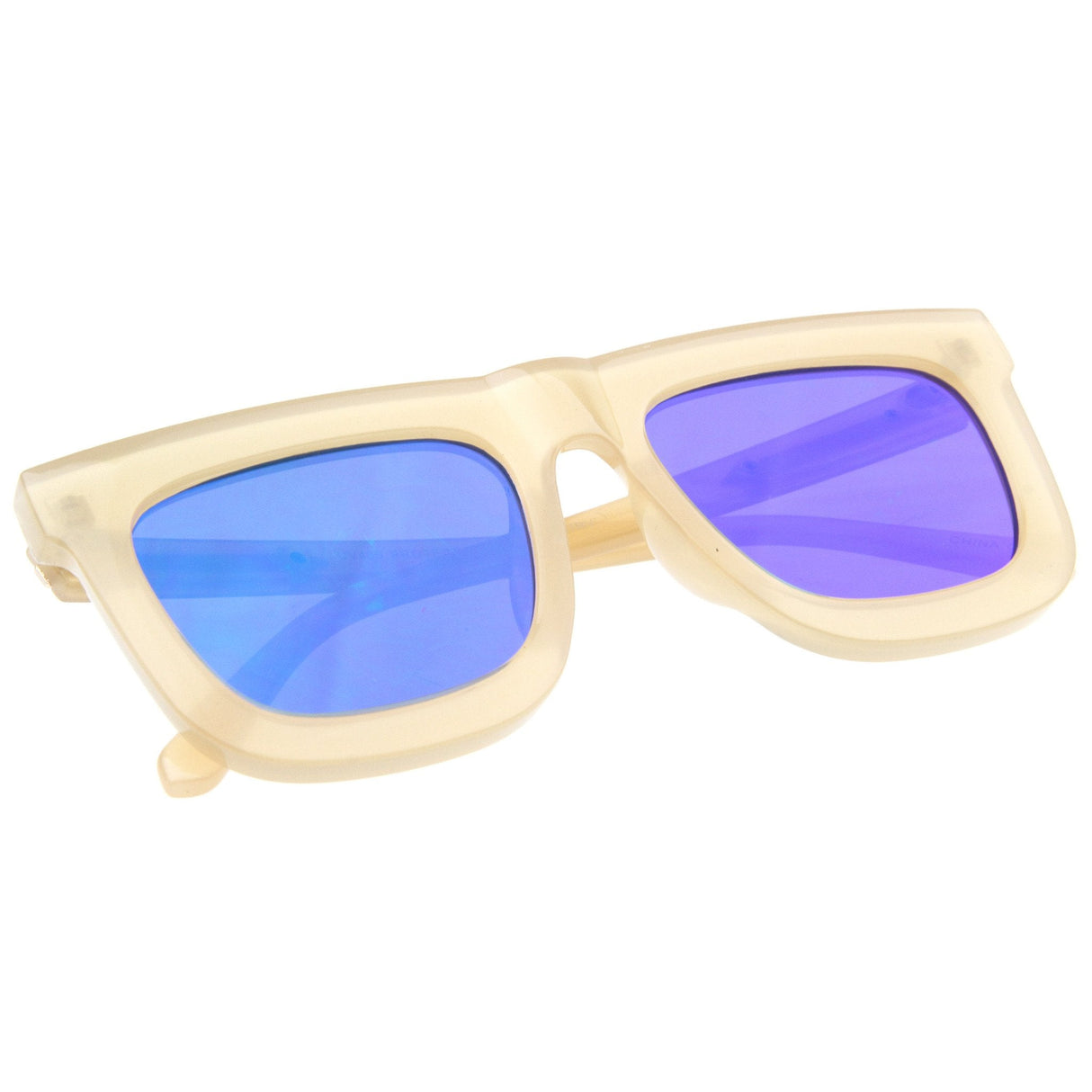 Hipster Flat Front Square Horned Rim Mirror Lens Sunglasses A143 from zeroUV