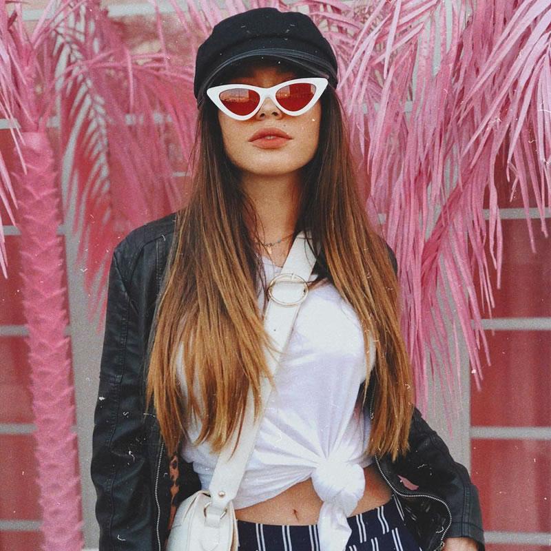 Women's Retro Side Angle Cat Eye Color Lens Sunglasses C510 from zeroUV