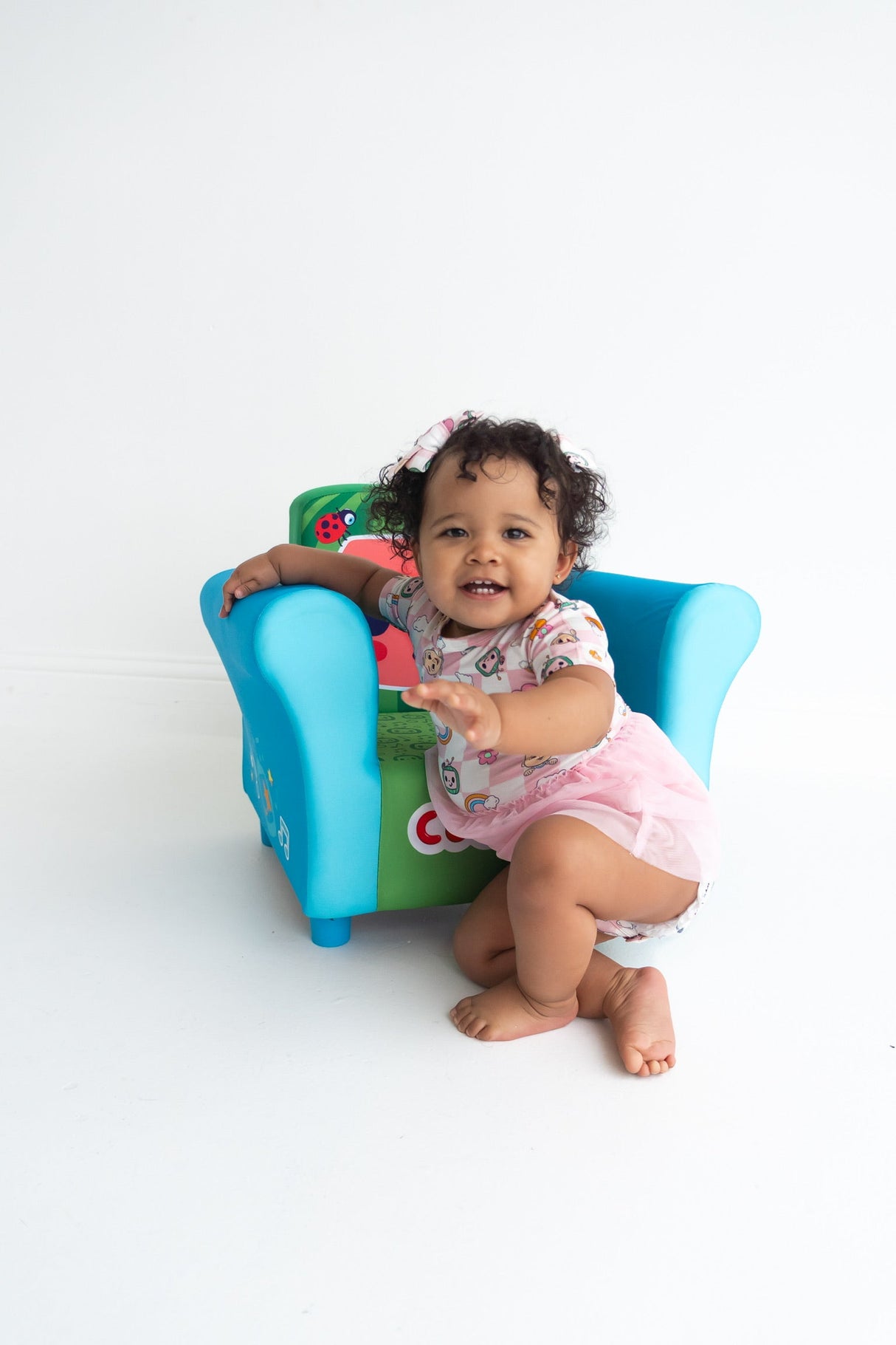 Dream Big Little Co x CoComelon JJ RAINBOW CHECKERS DREAM TUTU SHORT SLEEVE BODYSUIT DRESS from DREAM BIG LITTLE CO