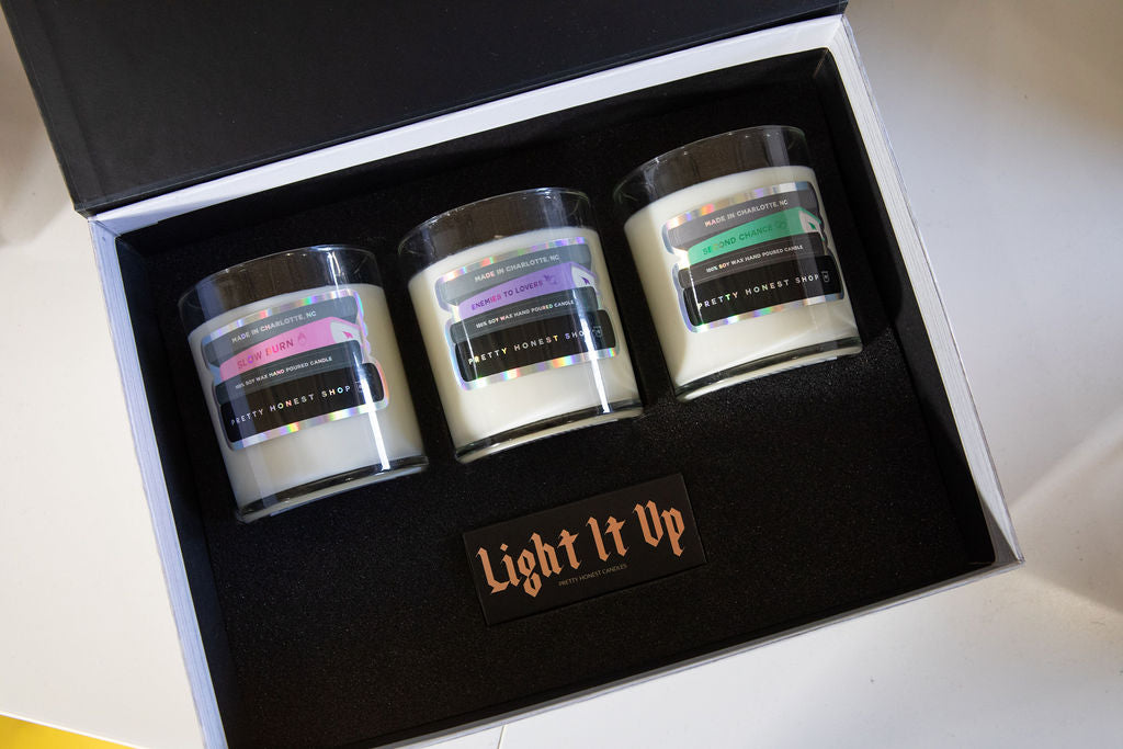 Slow Burn Book Candle Collection from Pretty Honest Candles