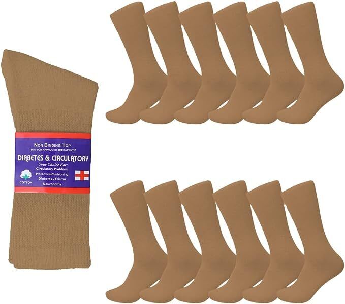 Diabetic Socks, Non-Binding Circulatory Cushion Cotton Crew Socks for Men Women from PremiumBrandGoods