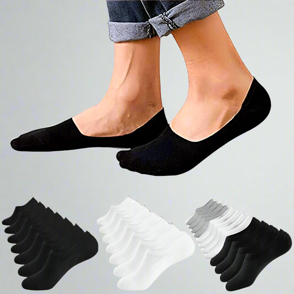 3-12 Pairs Mens No Show Invisible Nonslip Loafer Solid Boat Cotton Low Cut Socks from PremiumBrandGoods