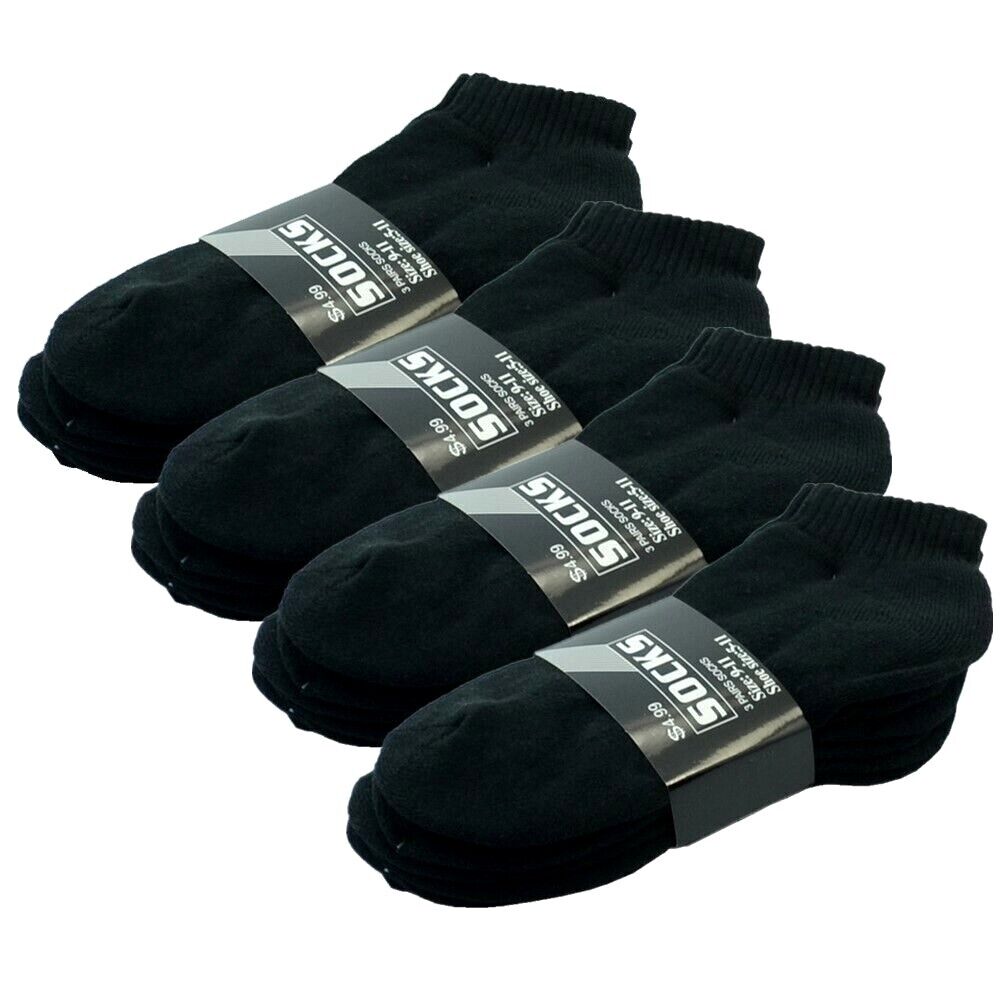 3-12 Pairs Mens Plain Solid Cotton Sports Ankle Athletic Socks Low Cut Size 9-13 from PremiumBrandGoods