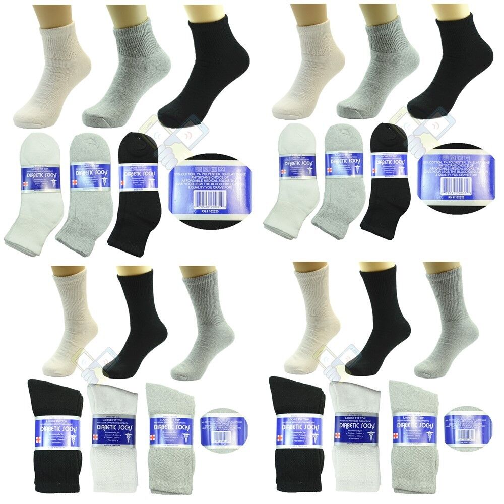 3,6 or 12 Pairs Diabetic Crew Circulatory Socks Health Women Cotton 9 10-15 from PremiumBrandGoods