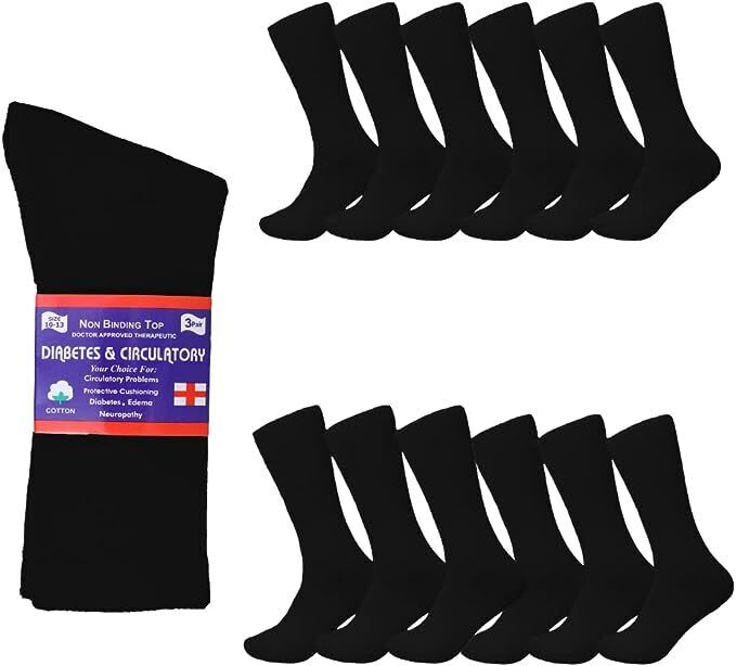 Diabetic Socks, Non-Binding Circulatory Cushion Cotton Crew Socks for Men Women from PremiumBrandGoods
