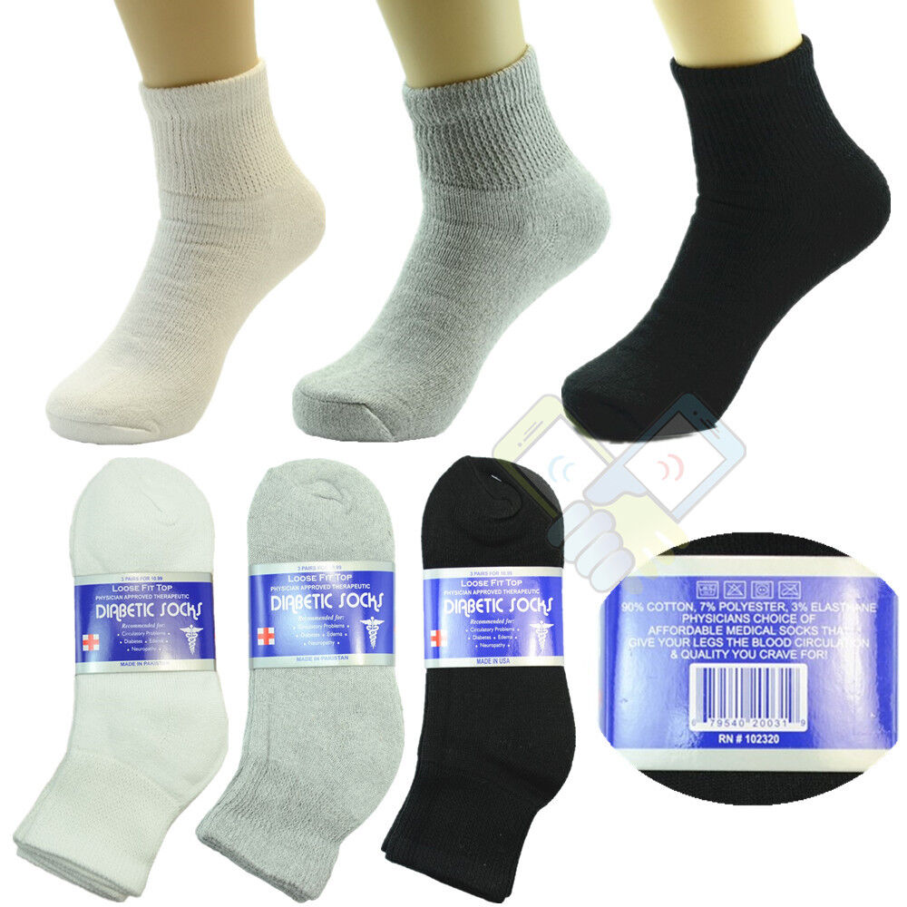 3,6 or 12 Pairs Diabetic Crew Circulatory Socks Health Women Cotton 9 10-15 from PremiumBrandGoods