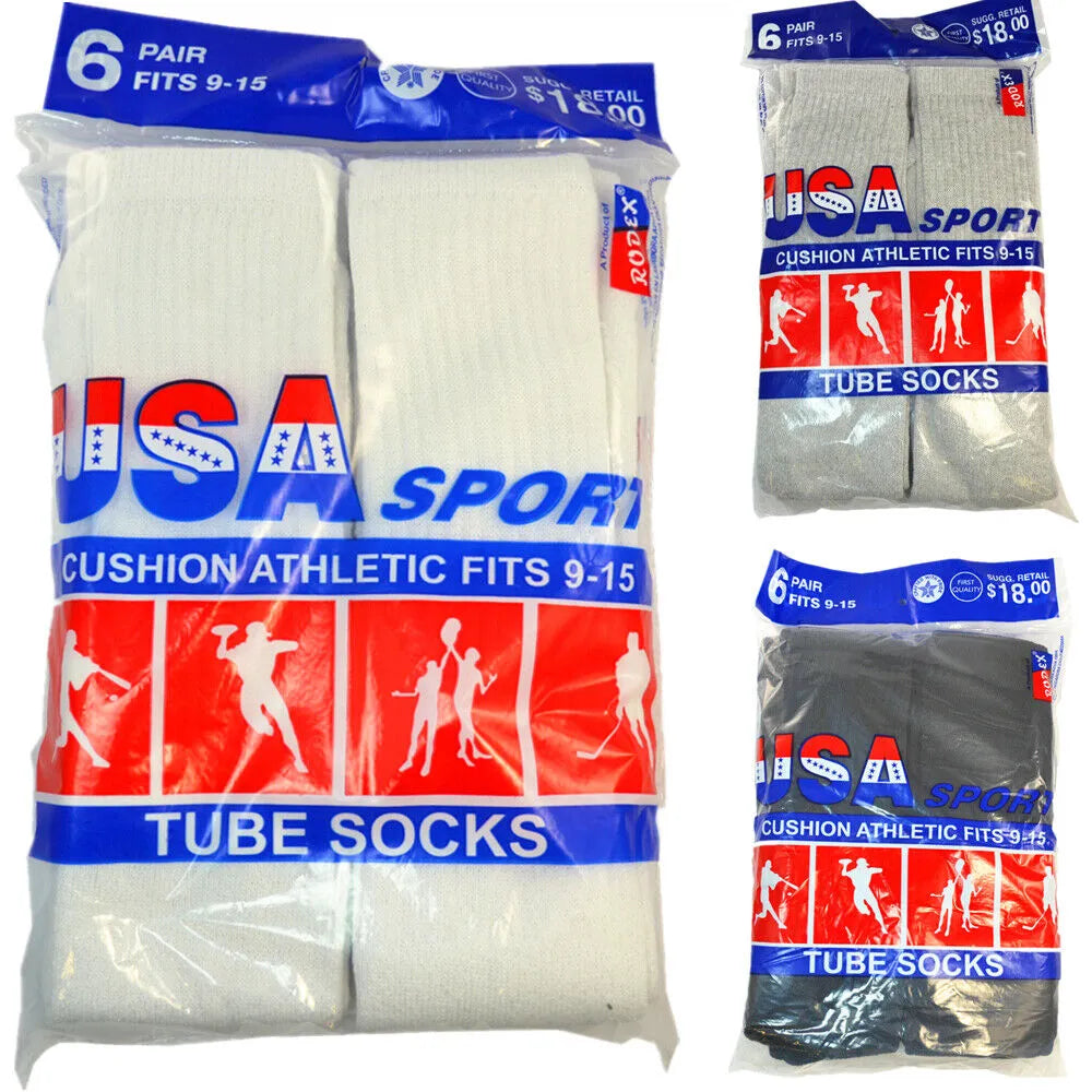 Men Athletic Socks Cotton Sports Solid Tube Socks sox Sizes 9-15 from PremiumBrandGoods
