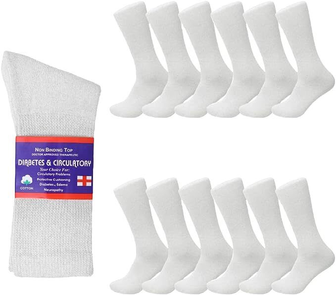 Diabetic Socks, Non-Binding Circulatory Cushion Cotton Crew Socks for Men Women from PremiumBrandGoods
