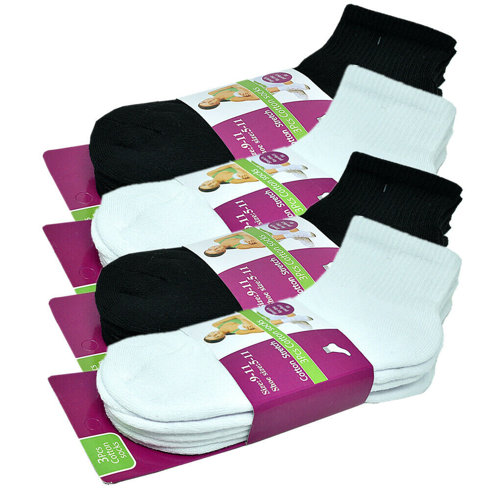 3-12 Pairs For Womens Ankle Athletic Crew Cotton Solid Cushioned Socks Size 9-11 from PremiumBrandGoods