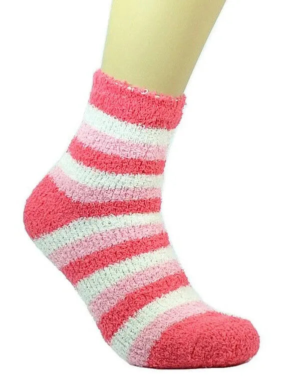 Womens Socks Soft Cozy Fuzzy Winter Home Warm Striped Sox Sizes 9-11 from PremiumBrandGoods