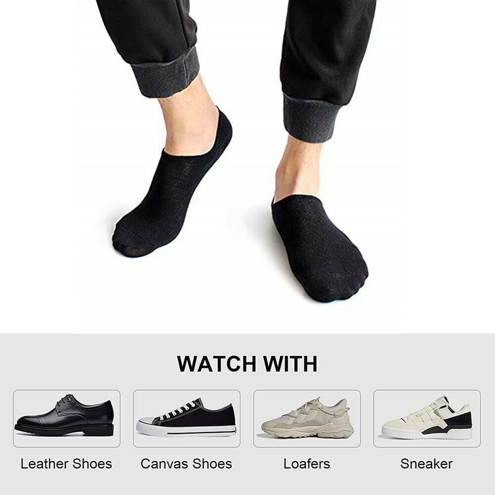 3-12 Pairs Mens No Show Invisible Nonslip Loafer Solid Boat Cotton Low Cut Socks from PremiumBrandGoods