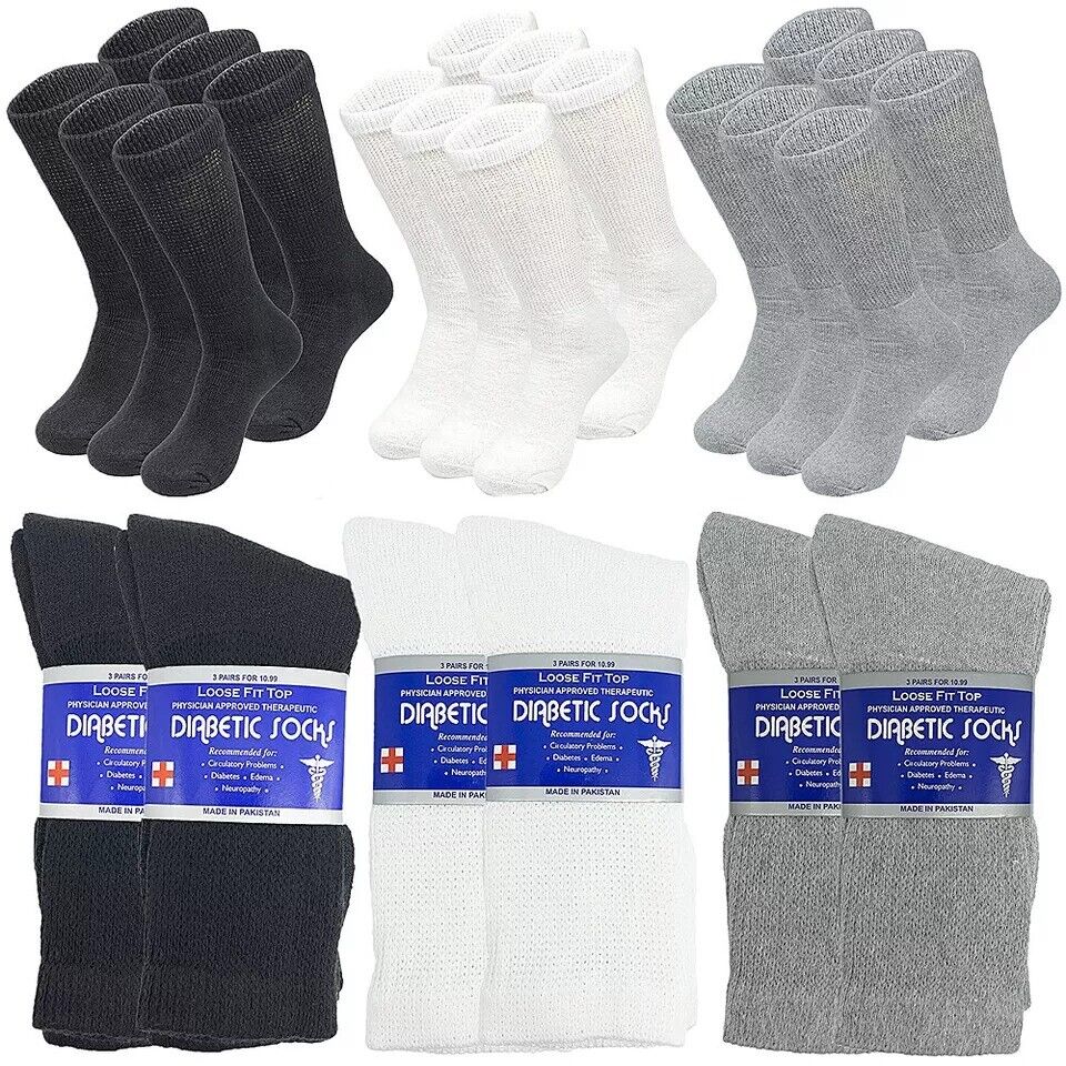 Wholesale Bulk Mens Diabetic Crew Socks Health Circulatory Size 9-11,10-13,13-15 from PremiumBrandGoods