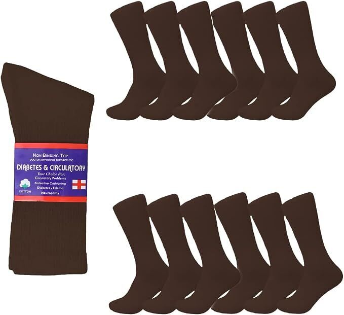 Diabetic Socks, Non-Binding Circulatory Cushion Cotton Crew Socks for Men Women from PremiumBrandGoods