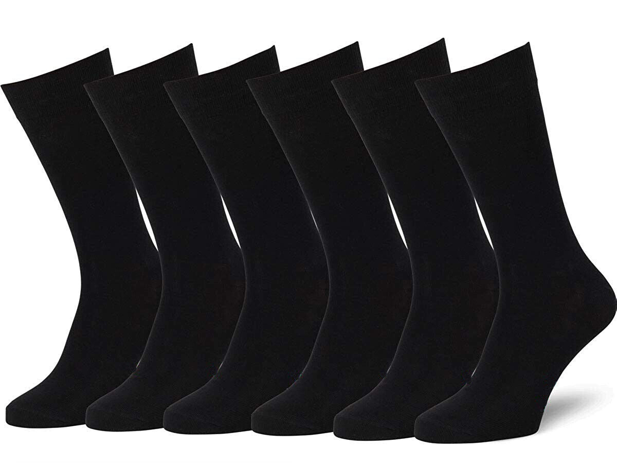 New 6 Pairs Mens Black Classic Dress Socks Calf Casual Fashion Crew Solid Sox from PremiumBrandGoods