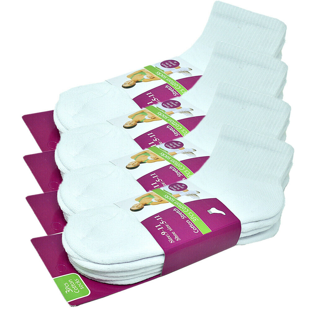 3-12 Pairs For Womens Ankle Athletic Crew Cotton Solid Cushioned Socks Size 9-11 from PremiumBrandGoods