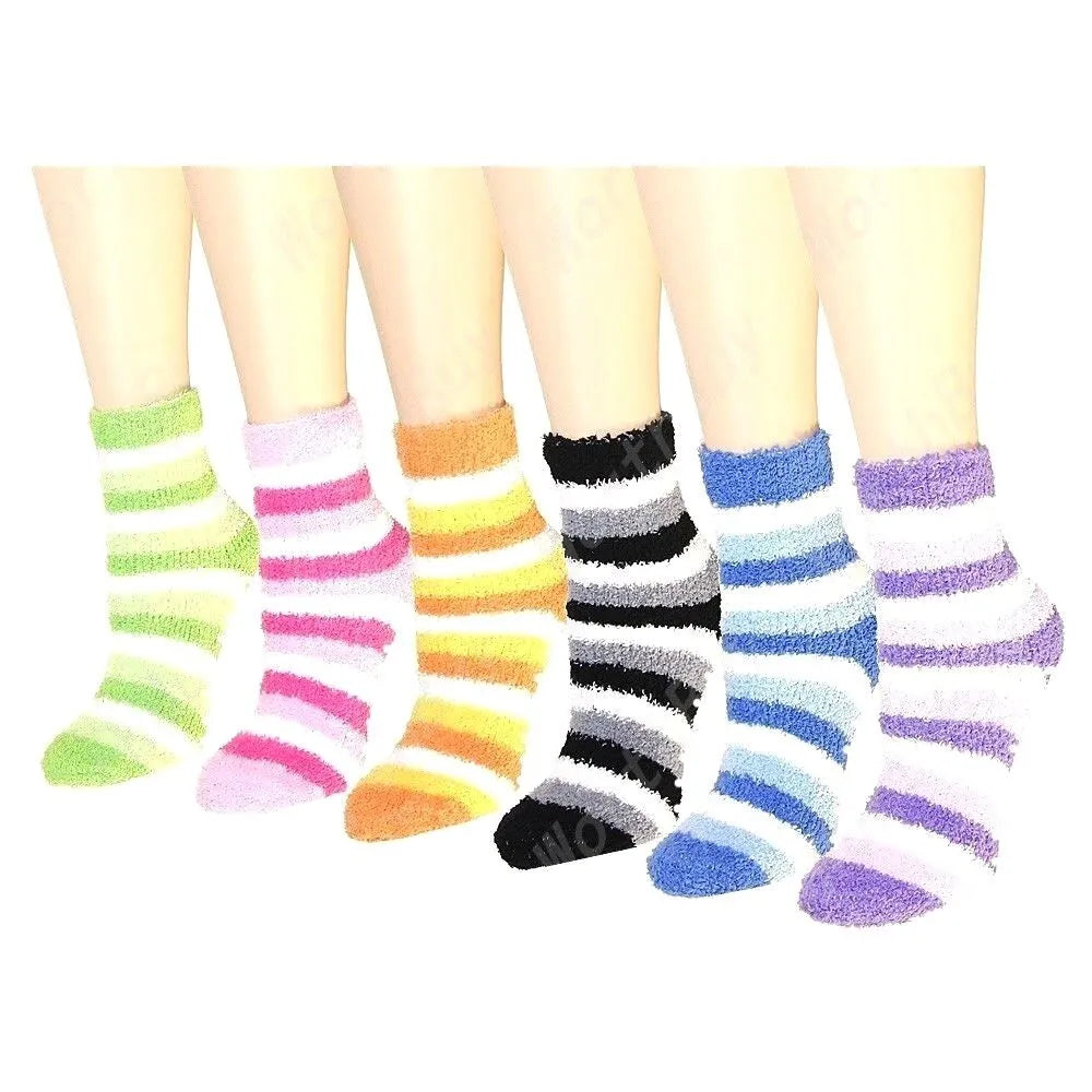 Womens Socks Soft Cozy Fuzzy Winter Home Warm Striped Sox Sizes 9-11 from PremiumBrandGoods