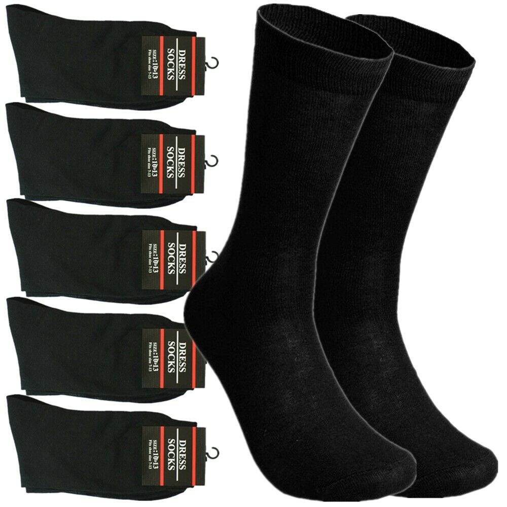 3-12 Pairs Mens Solid Black Cotton Casual Formal Classic Dress Socks Size 10-13 from PremiumBrandGoods