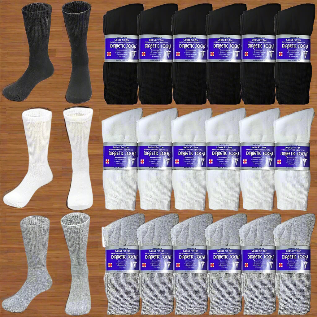 Wholesale Bulk Mens Diabetic Crew Socks Health Circulatory Size 9-11,10-13,13-15 from PremiumBrandGoods