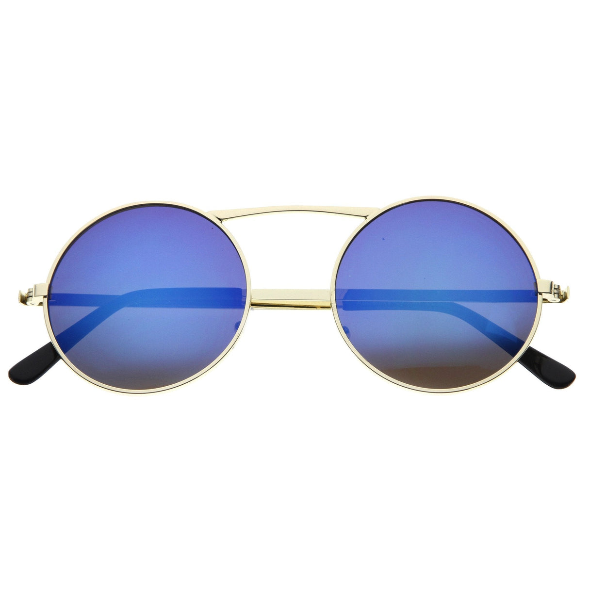Large Retro Round Steampunk Mirrored Lens Sunglasses 8759 from zeroUV