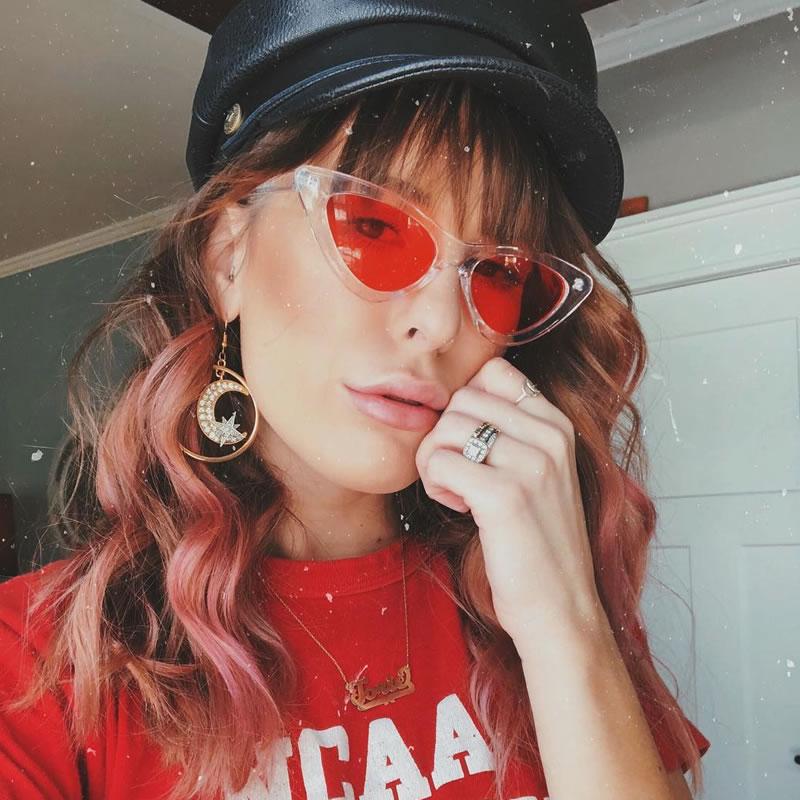 Women's Retro 1990's Narrow Flat Color Tone Lens Cat Eye Sunglasses C524 from zeroUV