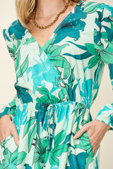 Double Take Full Size Floral Long Sleeve Romper with Pockets from Enfance-Heureuse