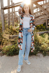 Chic Printed Lapel Woolen Coat with Unique Stitching from MsDressly