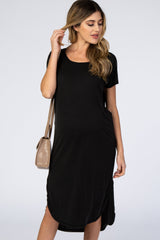 Black Faded Curved Hem Maternity Midi Dress from PinkBlush