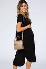 Black Faded Curved Hem Maternity Midi Dress from PinkBlush