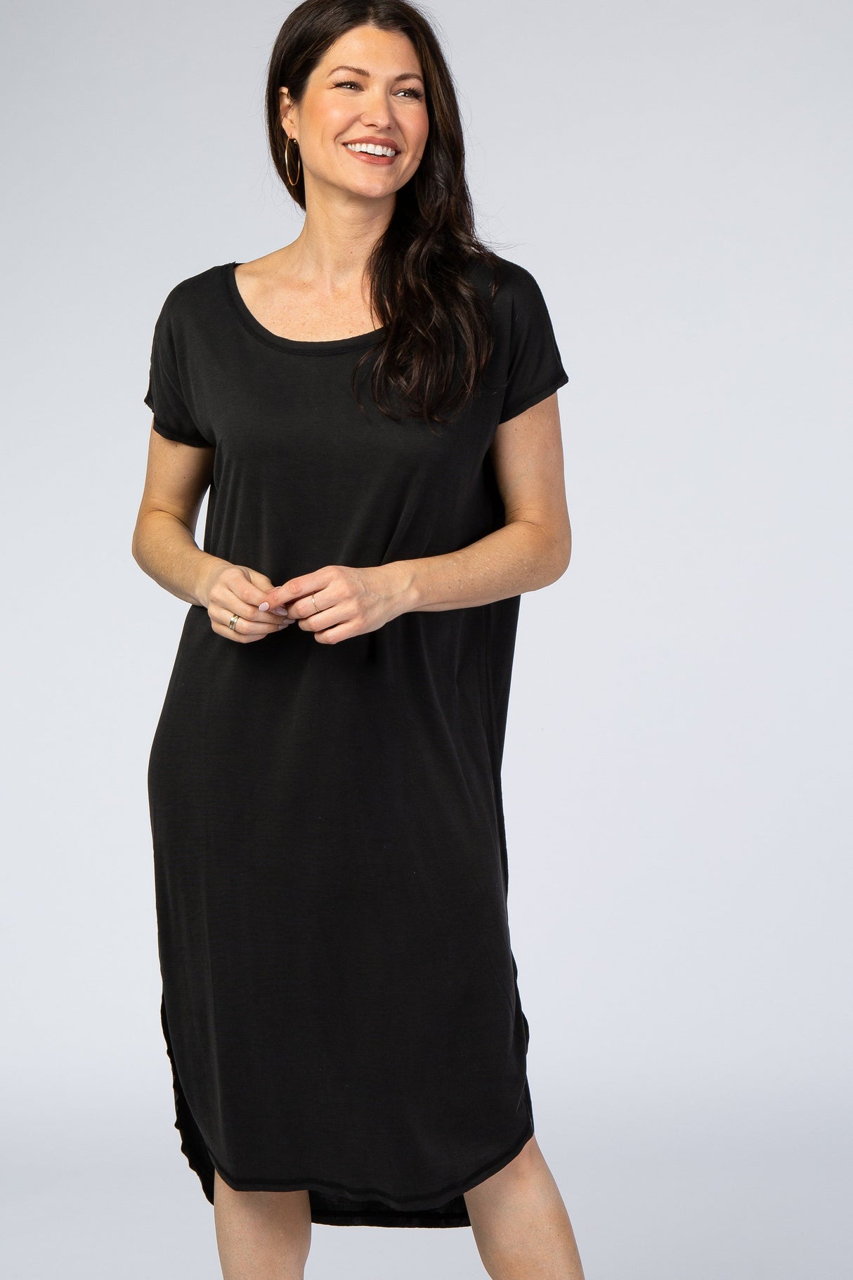 Black Faded Curved Hem Midi Dress from PinkBlush